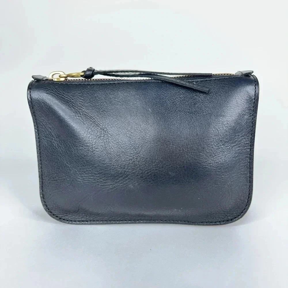 Madewell Simple Pouch Belt Bag Black Leather Neutral Adjustable Strap Small